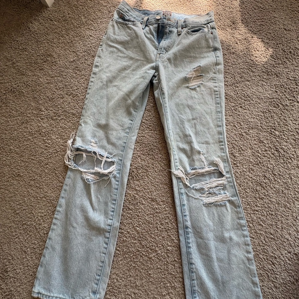 BDG Light Blue Distressed Straight Leg Jeans
